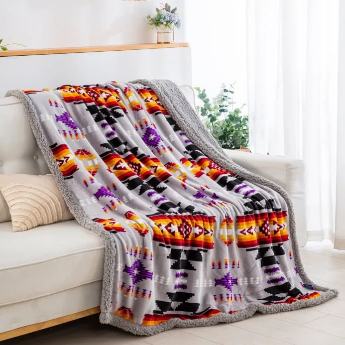 Southwest Sherpa Line Throw Blanket