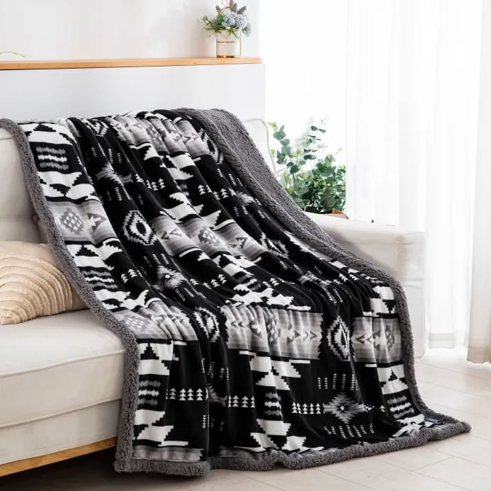 Southwest Sherpa Line Throw Blanket