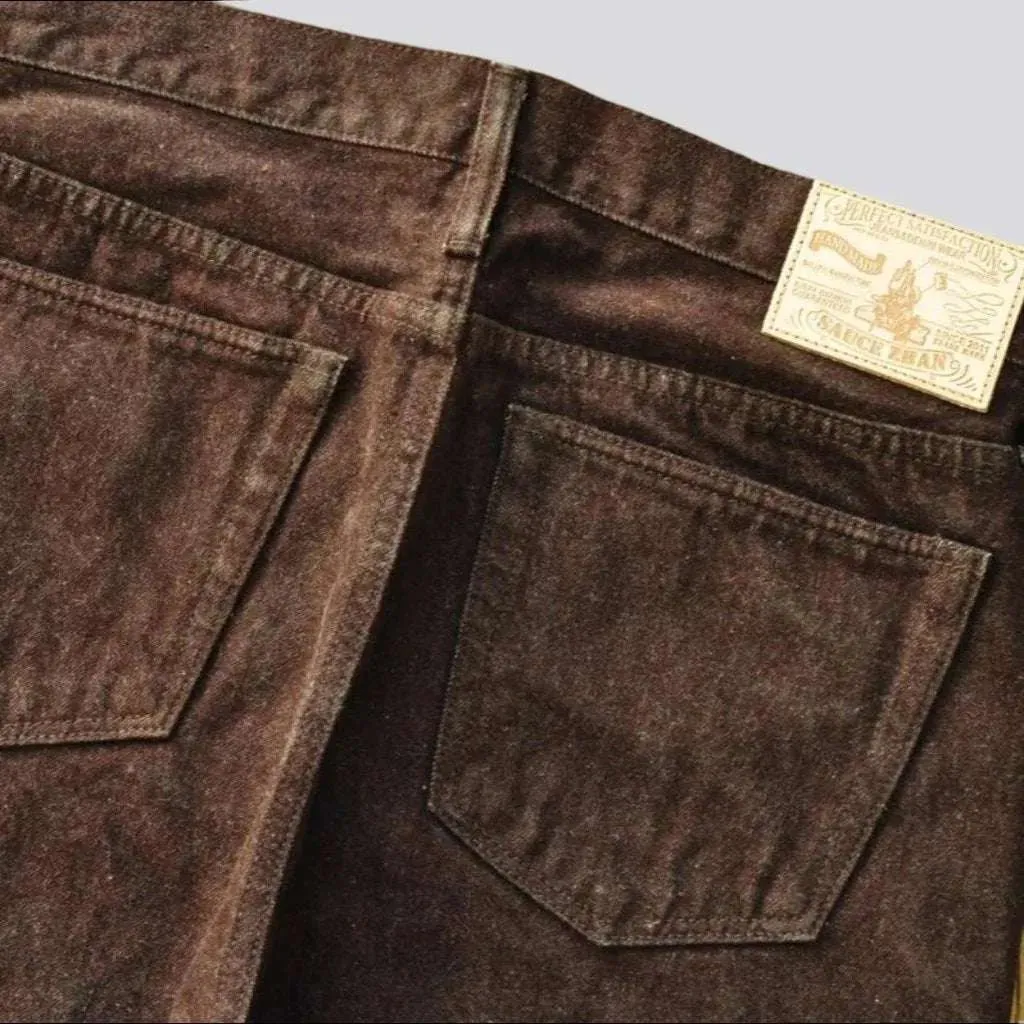 Tapered color self-edge jeans