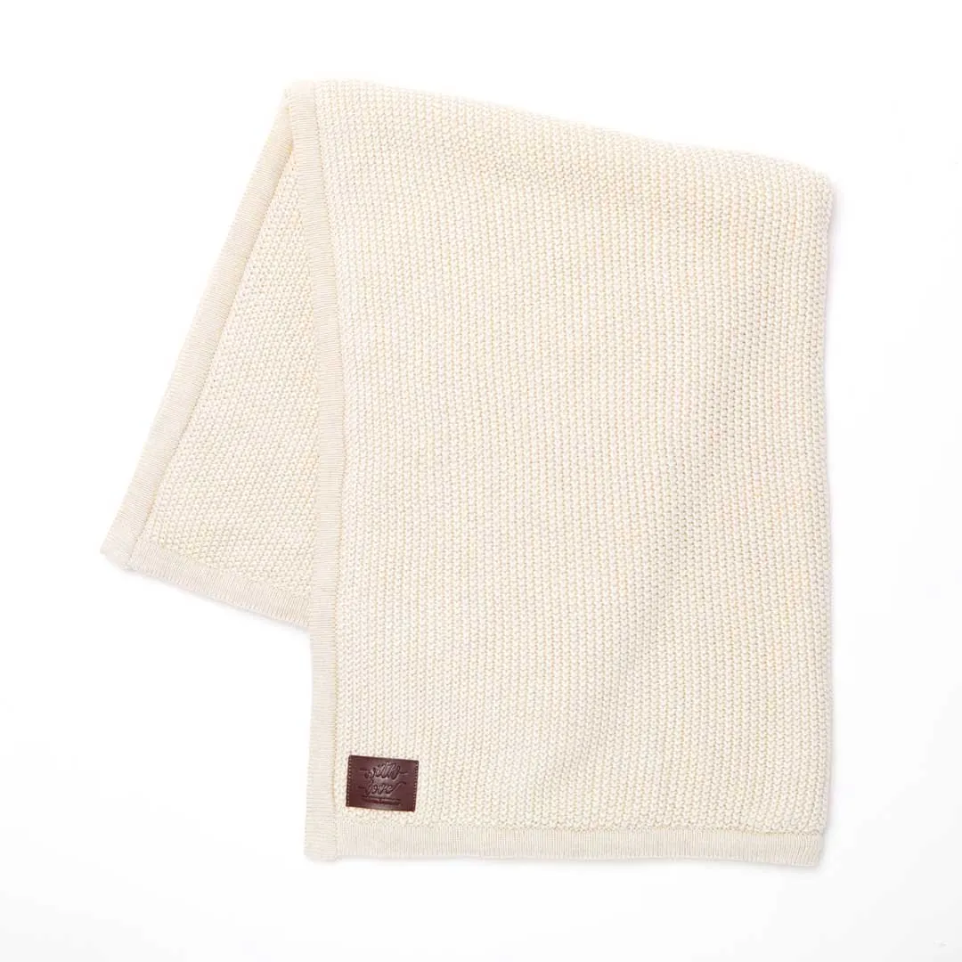 The Little Green Sheep Organic Knitted Fleece Baby Blanket - Linen