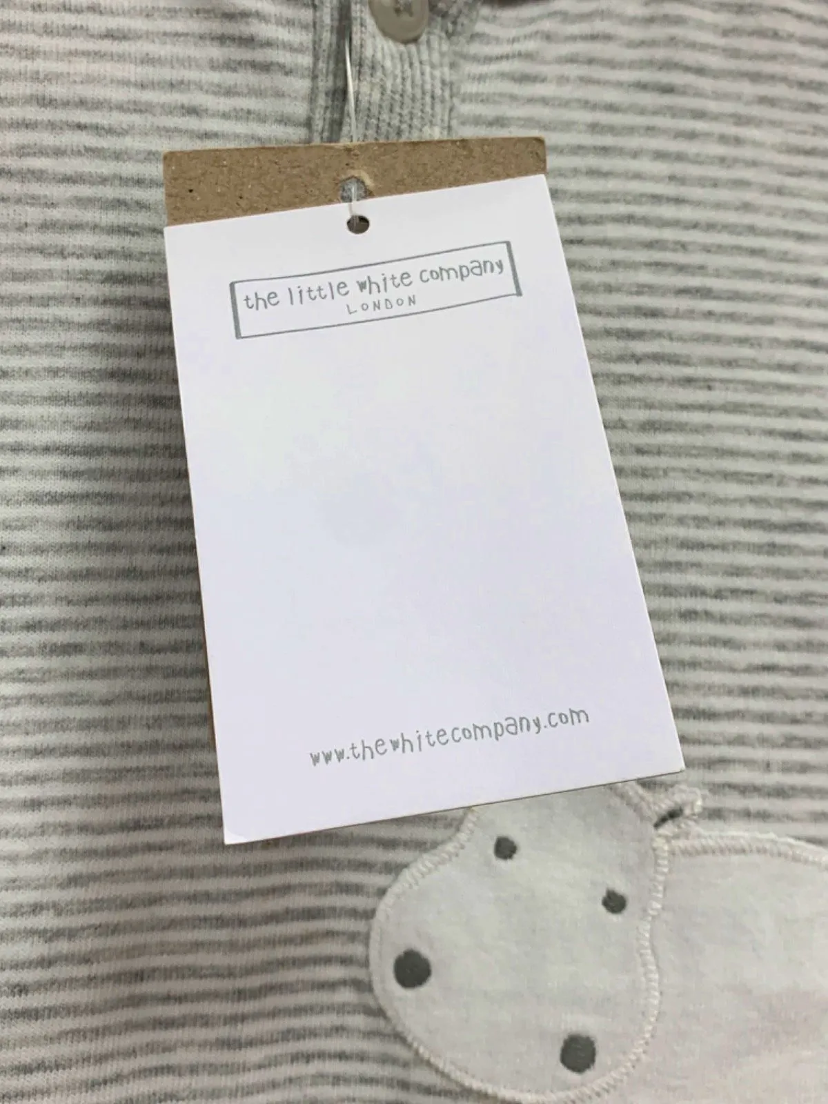 The Little White Company Grey/White Organic Cotton Hippo Applique Romper Newborn