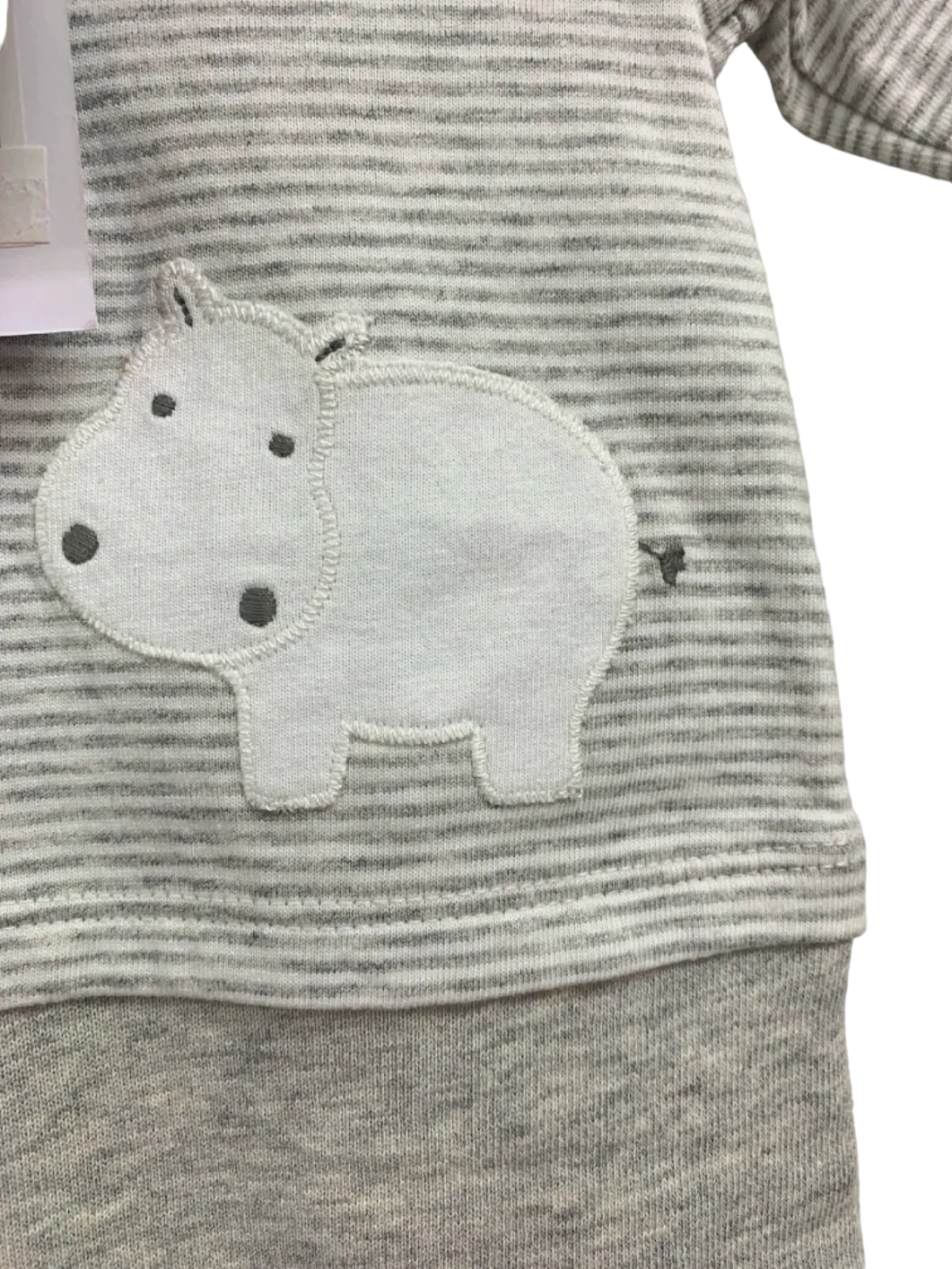 The Little White Company Grey/White Organic Cotton Hippo Applique Romper Newborn