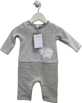 The Little White Company Grey/White Organic Cotton Hippo Applique Romper Newborn