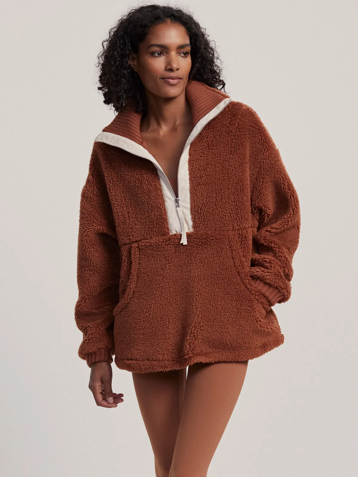 Tortoise Shell Posey Sherpa Pullover Jacket