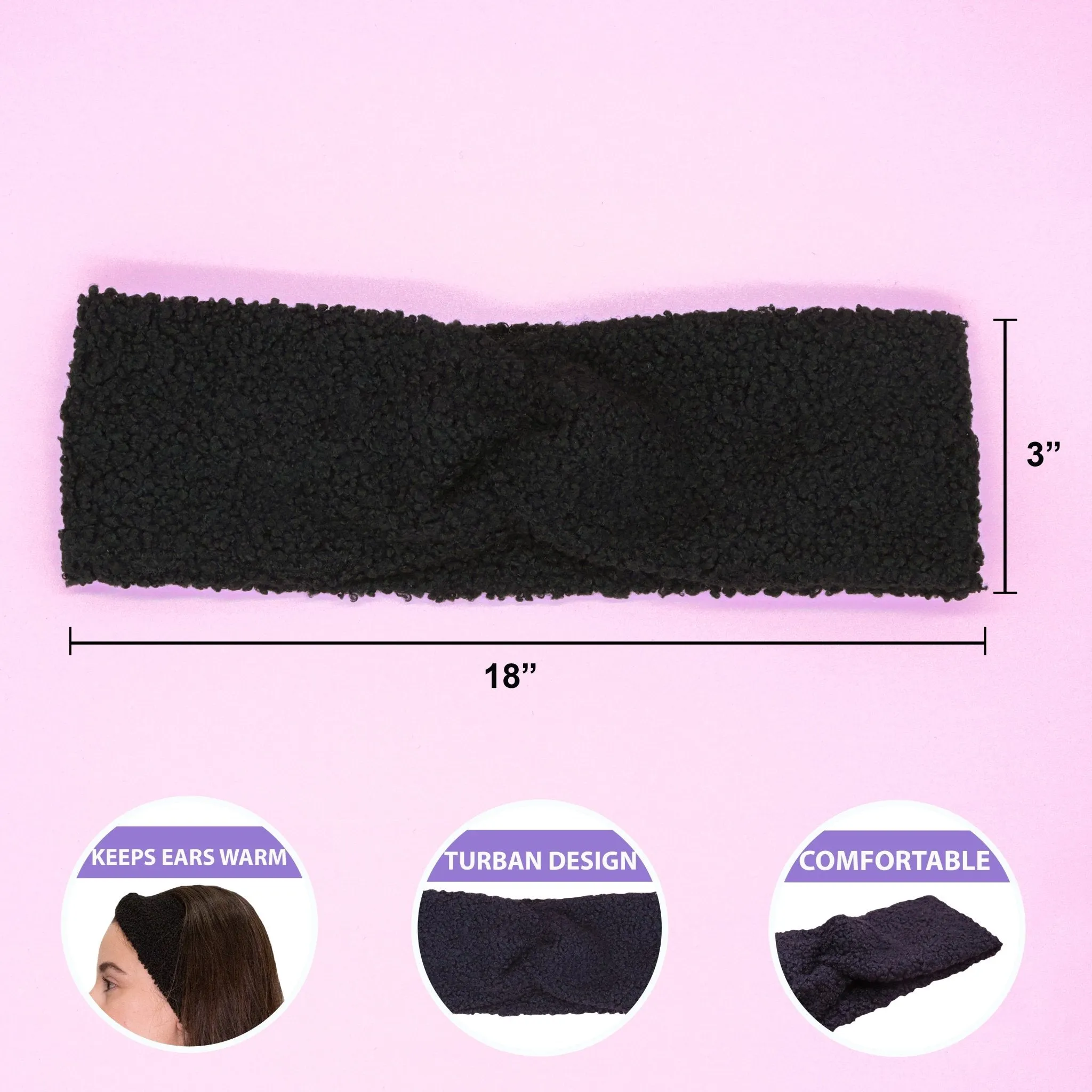 Wide Criss Cross Sherpa Headbands - 2 Pack