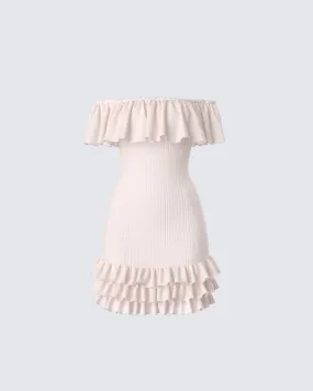 Winsley Peach Ruffle Knit Mini Dress