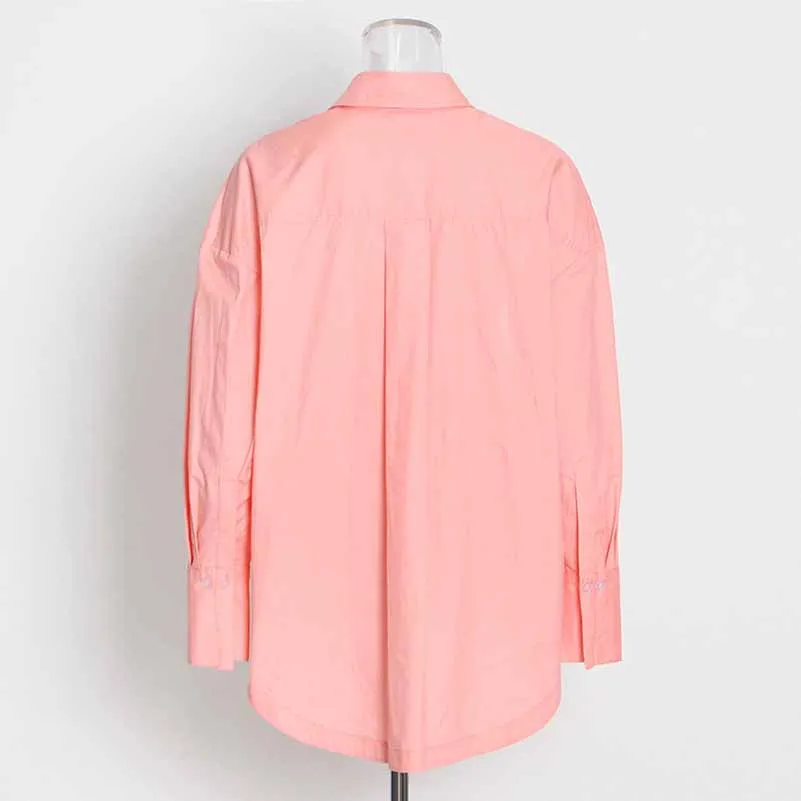 Women Lapel Long-sleeve Loose Shirt Detachable Asymmetric Blouse Top