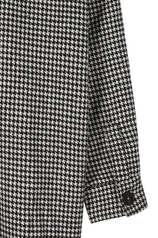 Womens Houndstooth Long Shacket