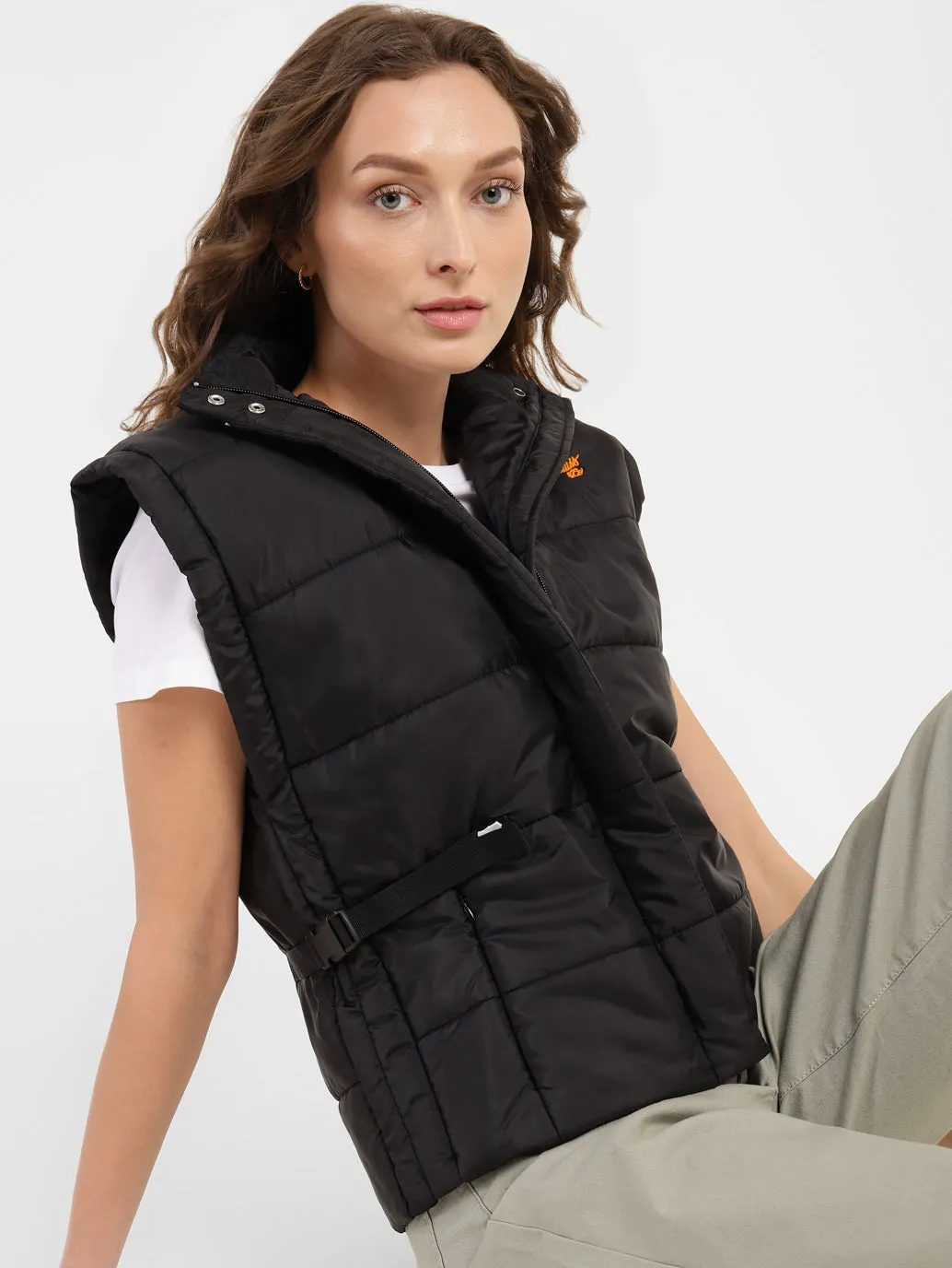 Women's Solid High Neck Quilted Jacket