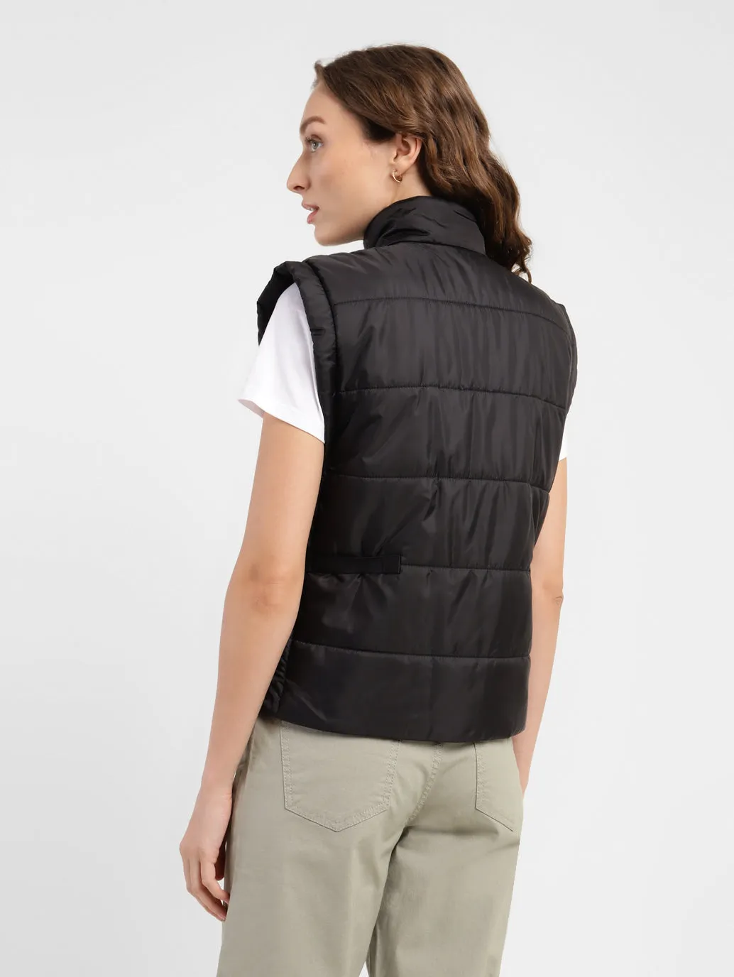 Women's Solid High Neck Quilted Jacket