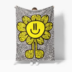 Yellow Flower Fleece Sherpa Photo Blanket